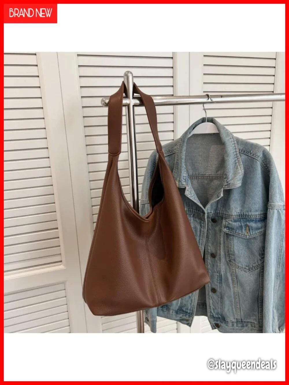 Slouchy Hobo Bag Soft PU Leather Tote Shoulder Purse Casual Everyday Handbag